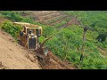 High risk work the cat d6r xl bulldozer operator builds terraces on highland plantations