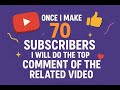 70 subscriber challenge