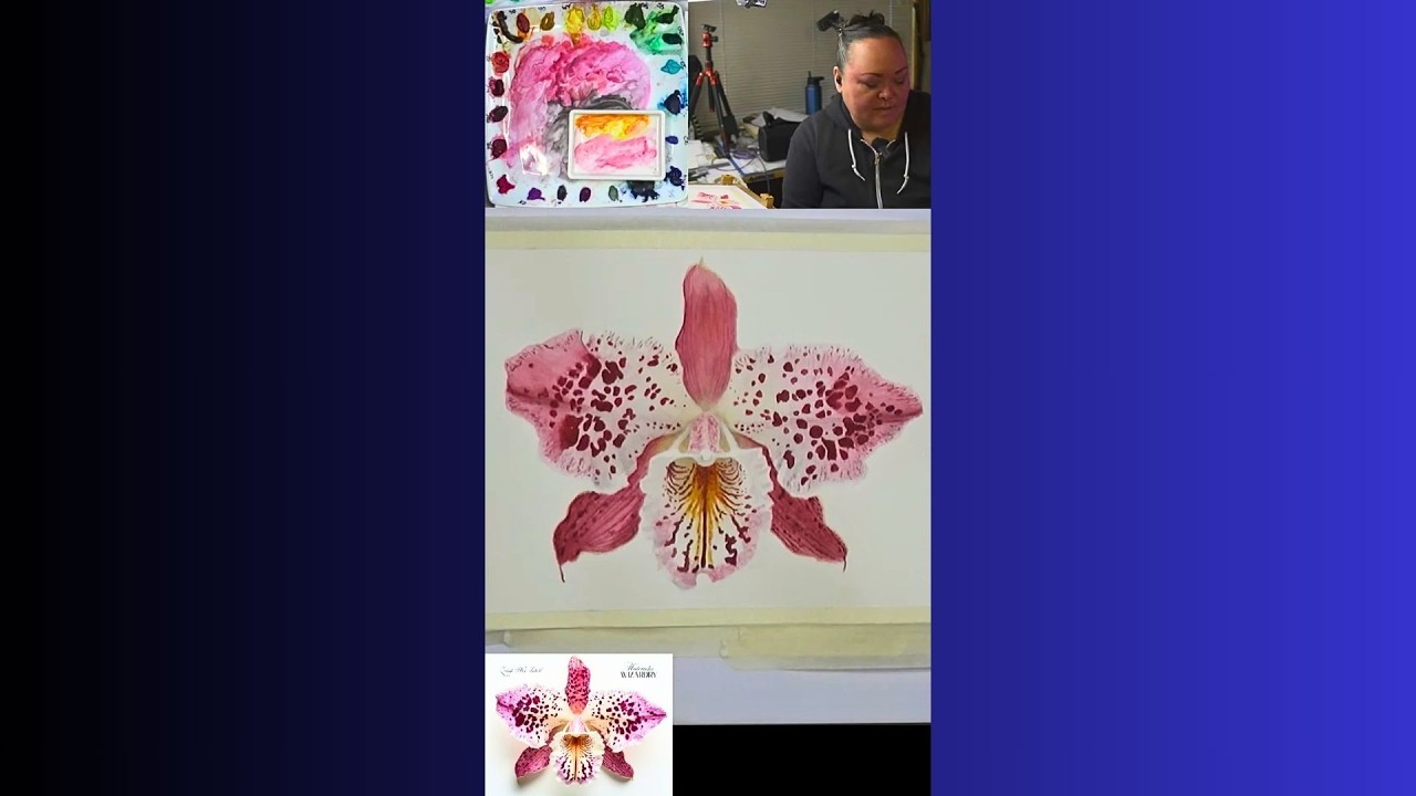Watercolor Wizardry In-Studio Hang Out - Livestream Real Time Hyper-Realistic Orchid Painting