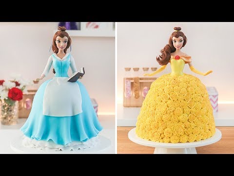 DISNEY PRINCESS 🌹BELLE DOLL CAKE - BEAUTY AND THE BEAST - TAN DULCE