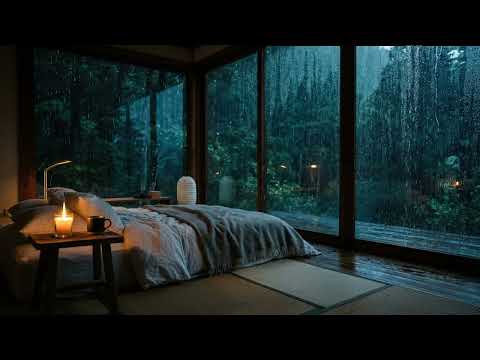 Cozy Cabin During Heavy Rain 🌧️ Natural Sounds for Focus & Deep Sleep