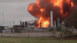 While firefighters battled a large refinery fire on wednesday
afternoon at texas chemical plant that was spurred by an earlier
explosion, fireball ...