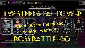 Twisted Fatal Tower Boss Battle 160 Gameplay + Reward! Subzero is equipped w/ maxed Weather Warfare!