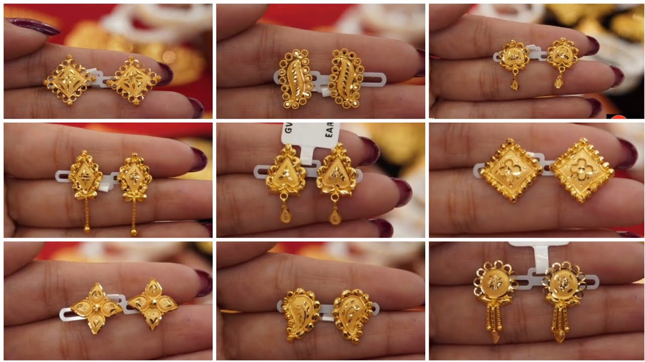 Latest Gold Earrings Designs 2025 | Lightweight Daily Wear & Small Size Tops |