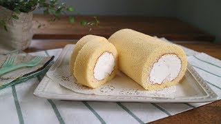 3-Ingredient Japanese Roll Cake / Swiss Roll  材料３つ!ふわしっとりの基本のロールケーキ