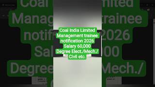 coal India Limited management trainee 2026 notification #coalindia #managementtrainee #notification