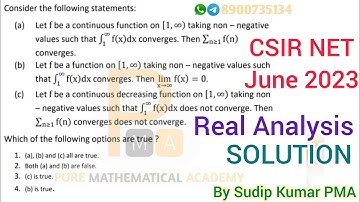 CSIR NET June 2023 Mathematics | Real Analysis Solution | Improper Integral | By Sudip Kumar PMA