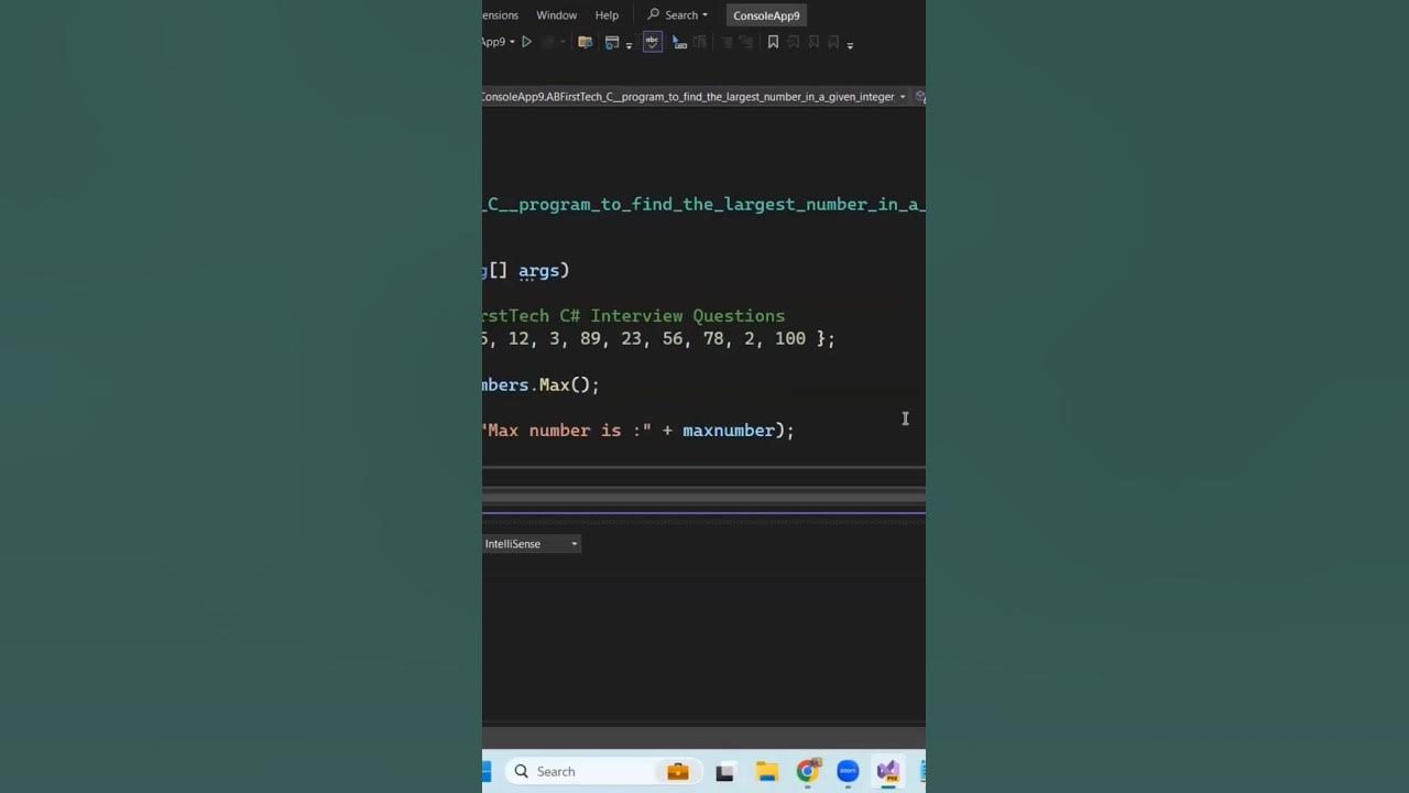 c# program to find largest number in an array - YouTube