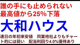 Daiwa House hits new year-to-date lows for the second consecutive day; a 25% drop from its all-ti...