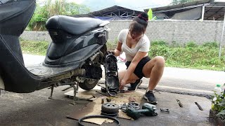 Repair Moto 5000 cc Engine. Complete Restoration Motorbikes Of Scrap. Moto sym Japan