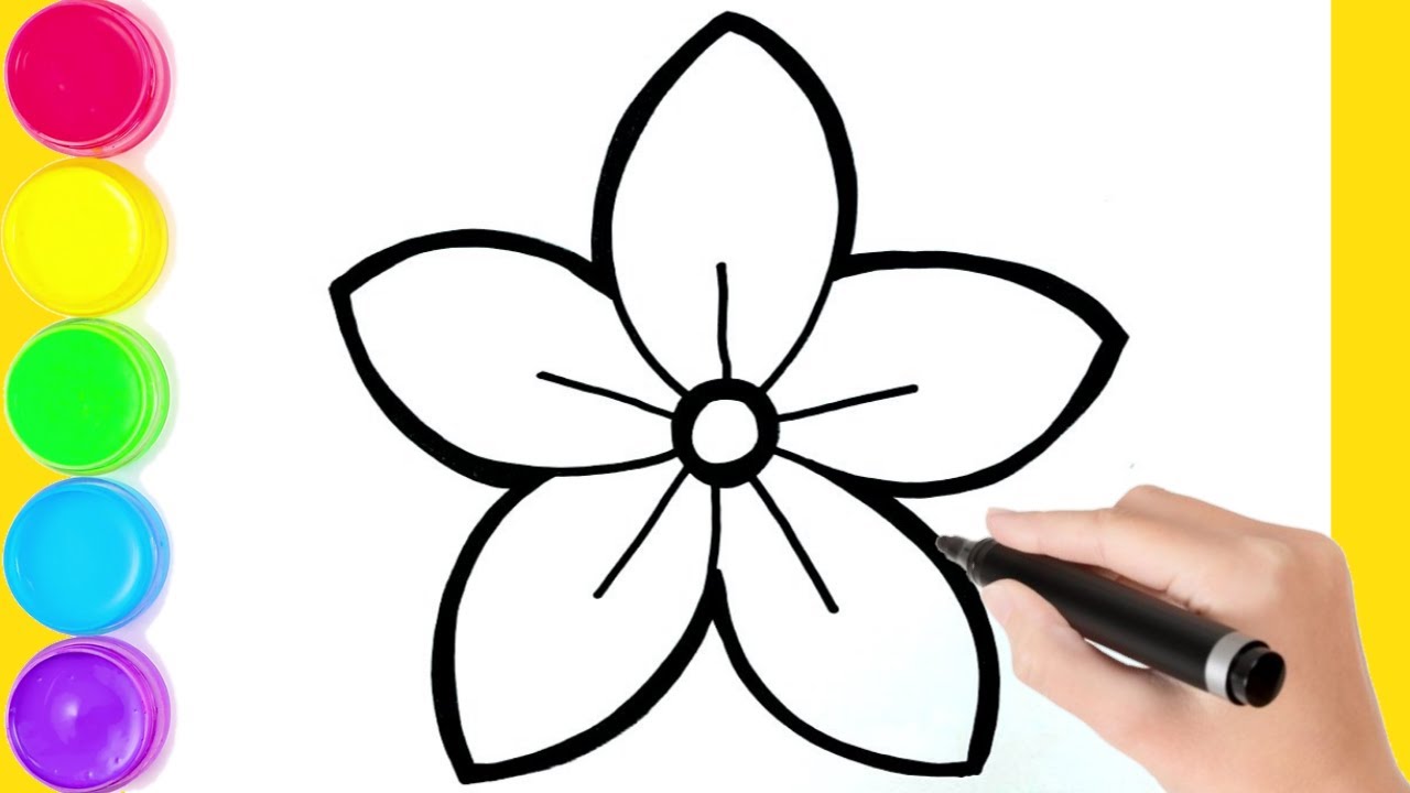 COMO DESENHAR UMA FLOR FÁCIL  DESENHANDO E PINTANDO PASSO A PASSO 