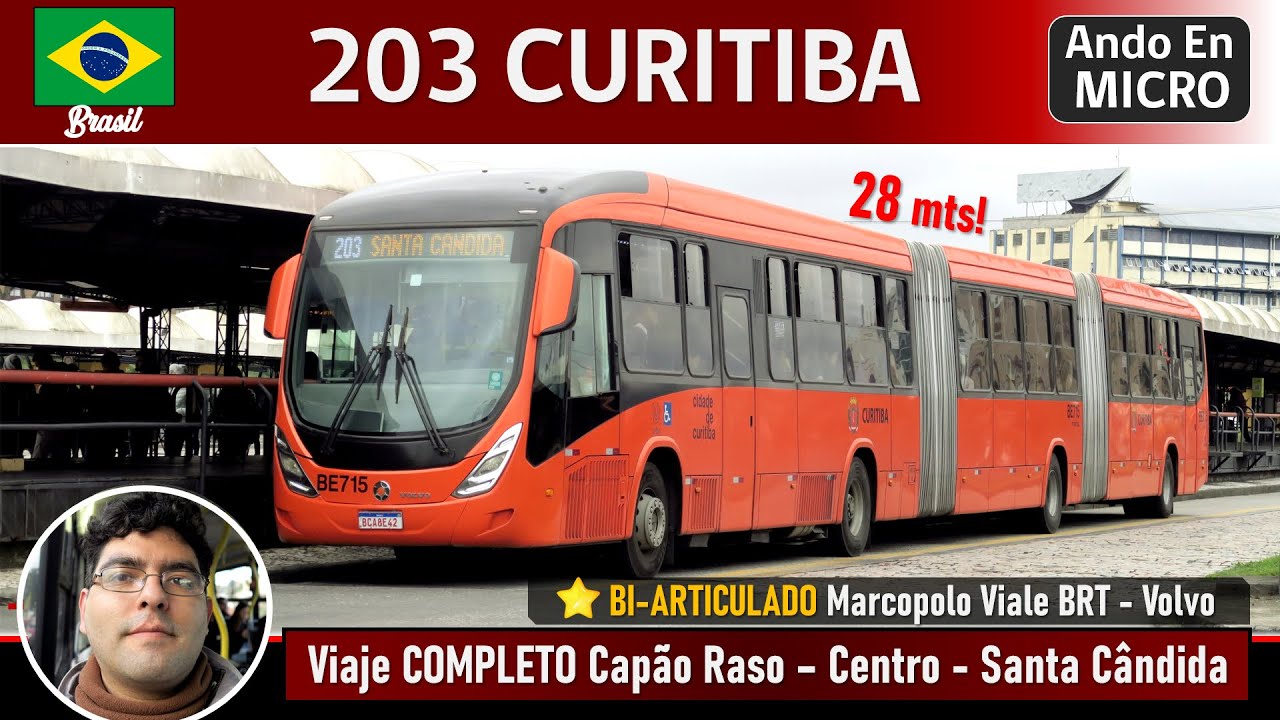 Поездка Куритиба Двухсоставной автобус 203, Маркополо Виале BRT - Volvo B340M (BE716)