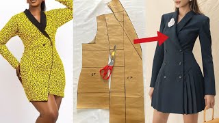 SHAWL COLLAR DOUBLE BREASTED BLAZER DRESS / How to draft a Blazer Dress