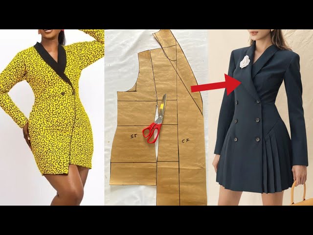 SHAWL COLLAR DOUBLE BREASTED BLAZER DRESS / How to draft a Blazer Dress -  YouTube