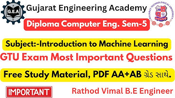 Diploma Computer Eng.Sem-5 | Introduction to Machine Learning | GTU Exam IMP Questions Free 📘#gtuimp