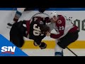 Mackinnon Drops Gloves With Fischer After Crouse Crushes Makar Into Boards