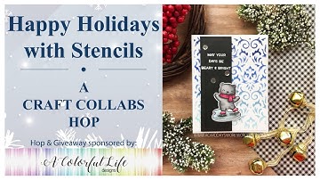Easy Christmas Card with Stencils + Translucent Embossing Paste | Video Hop + GIVEAWAY
