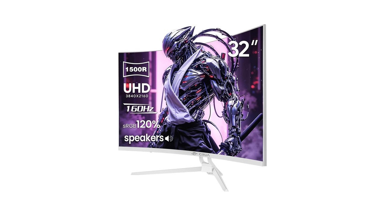 Review CRUA 32 Curved Gaming Monitor 4K 160Hz White RGB Display