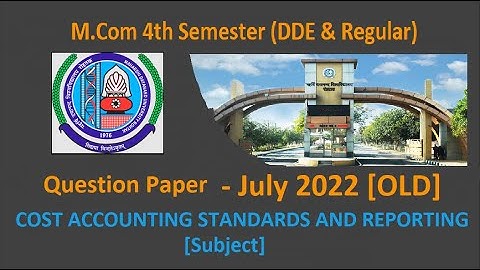 [MDU][M.Com][Previous Question Paper] Cost Accounting Standards and Reporting #mdu #previous_paper