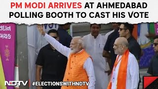 PM Modi Votes | PM Modi Arrives At Ahmedabad Polling Booth To Casts His Vote