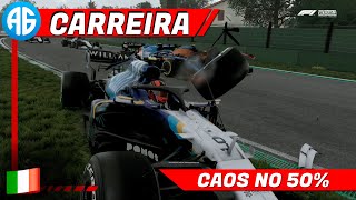 F1 2021 MODO CARREIRA GP DA EMILIA-ROMAGNA #42 PRIMEIRA CORRIDA 50% ACONTECEU DE TUDO (Português-BR)