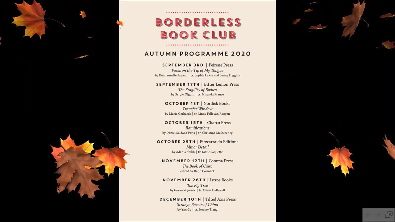 Borderless Book Club Autumn 2020 Programme