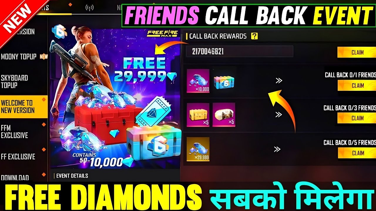 FREE FIRE NEW EVENT | 4 JULY NEW EVENT | 6TH ANNIVERSARY CALL BACK EVENT REWARDS | FF NEW UPDATE
