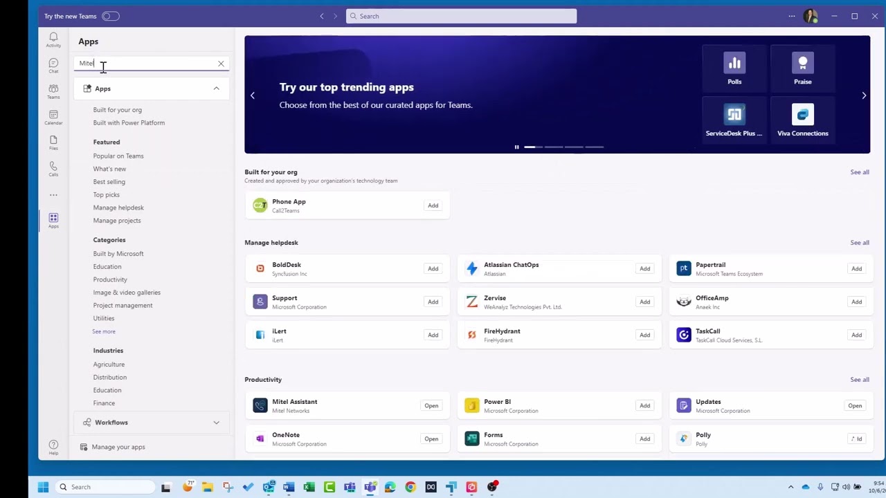 Mitel Assistant for Teams v4