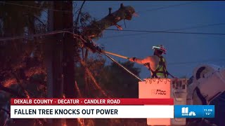 Power outages reported after tree falls onto power lines in DeKalb County