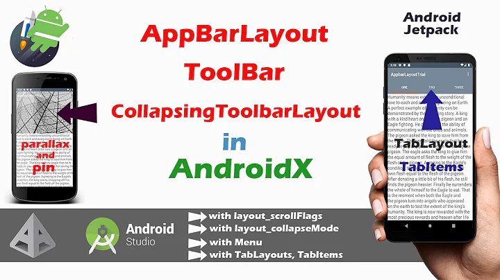 AppBarLayout in Androidx | Toolbar | collapsingtoolbarlayout  android app development tutorials