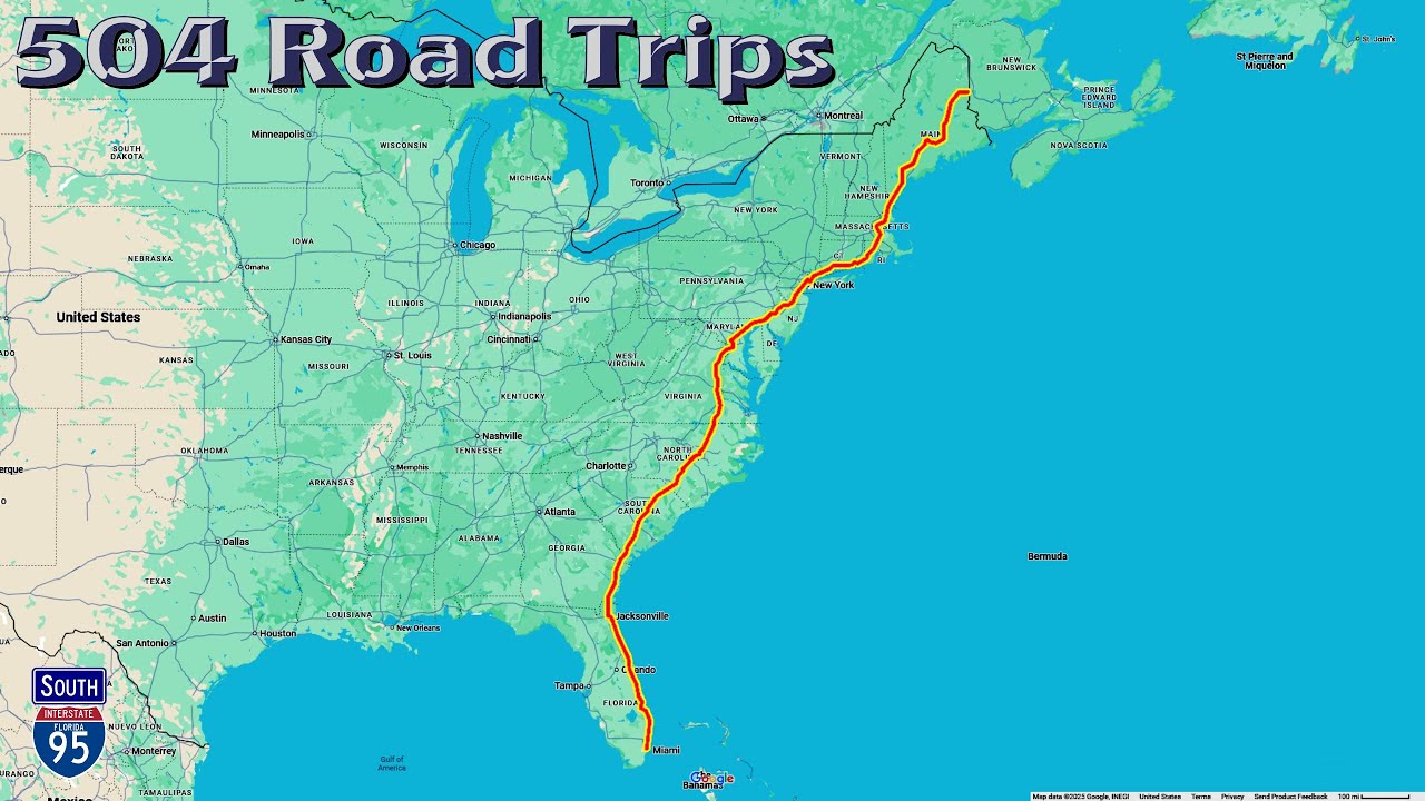 ⁴ᴷ The Ultimate I-95 Road Trip: Full Route from Houlton, ME to Miami, FL (Time-Lapse) 1,906 miles