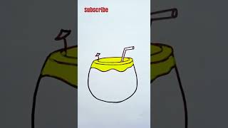 How to draw Coconut Drink / Coconut drawing Tutorial / #shorts #youtubeshorts