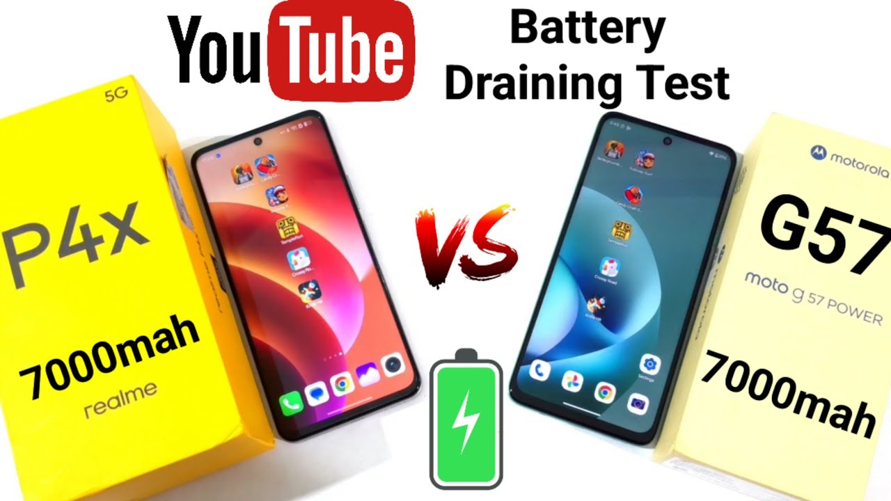 Сравнительный тест скорости разряда батареи Realme P4x и Moto G57 🔥🔥🔥🔥