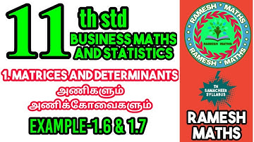 11th Business maths/chapter1/Matrices and Determinants/Example 1.6 & 1.7