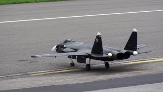 Last flight Sukhoi SU-47 JET WORLD MASTERS MEIRINGEN SWITZERLAND 2013