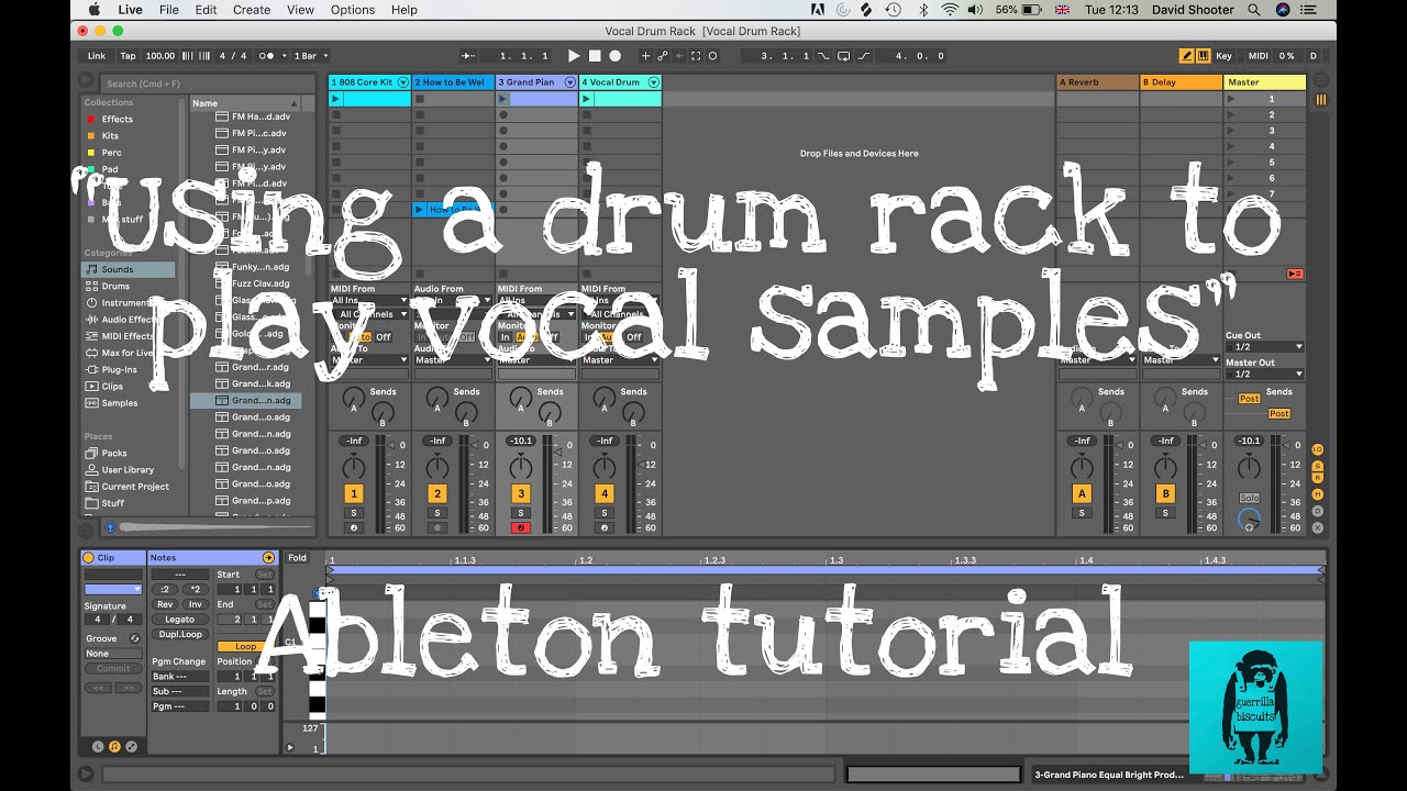 Using an Ableton drum rack to play vocal samples