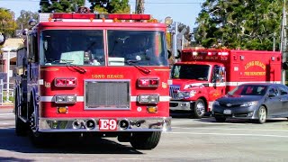 Long Beach Fire Dept. Engine 9 & Rescue 9 Responding