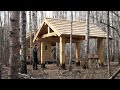 biggest shed workshop from  hew logs ,  making with hand tools in wilderness