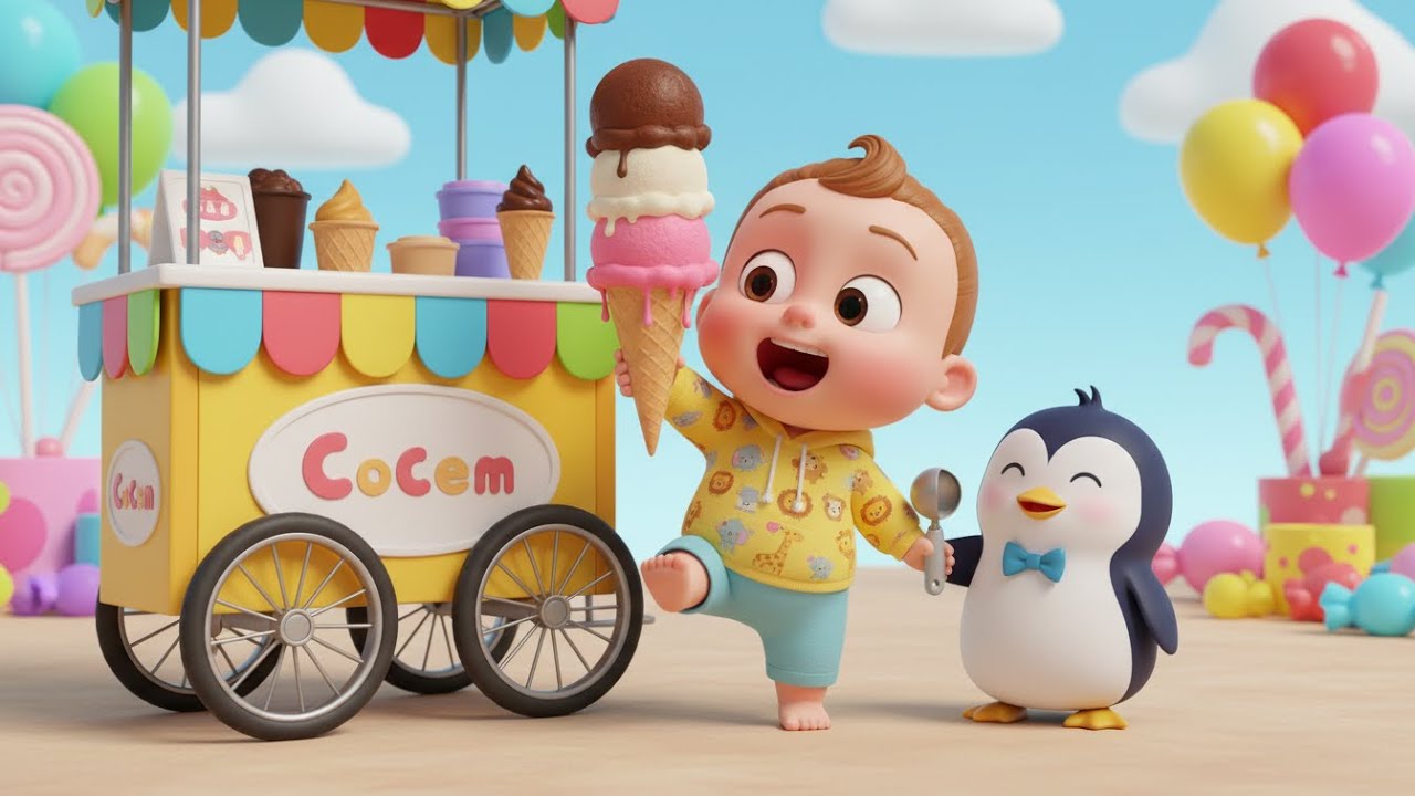 Penguin Ice Cream Slide | Fun Kids Song for Toddlers to Learn Animals and Colors