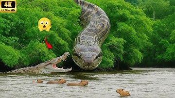 Wildlife of the Amazon rainforest – When a crocodile confronts a giant python