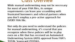 Class Preview - FHA Manual Underwriting 