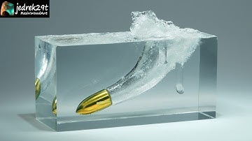 Bullet Underwater. Unbelievable!  - Slow Motion Resin Art Project