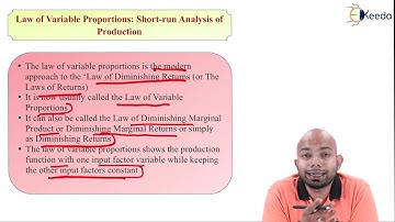 Law of Variable Proportions Short Run Analysis of Proportion - Theory of Production and Cost