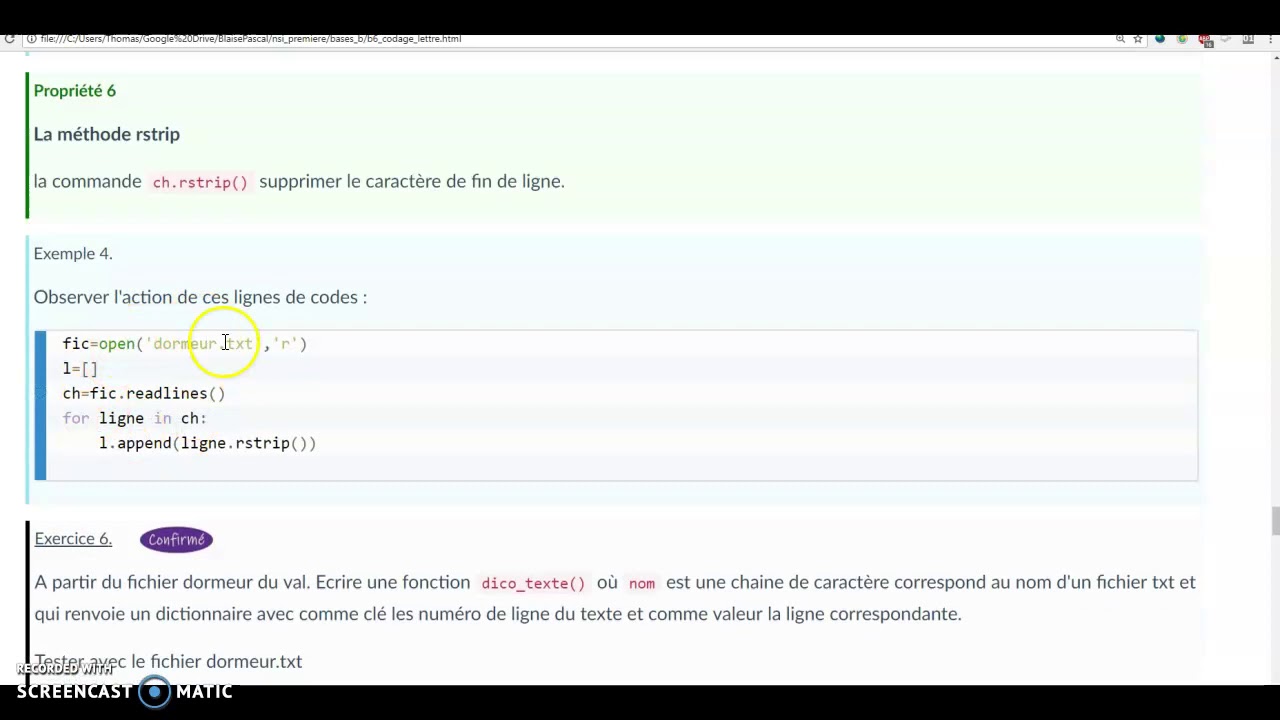 b6 methode readlines et rstrip - YouTube