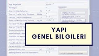 Yapı Genel Bilgisi Girmek - Analiz Yapmak