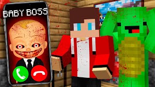 Don't call SCARY BABY BOSS.EXE in 3:00! JJ and Mikey in minecraft! Challenge from Maizen!