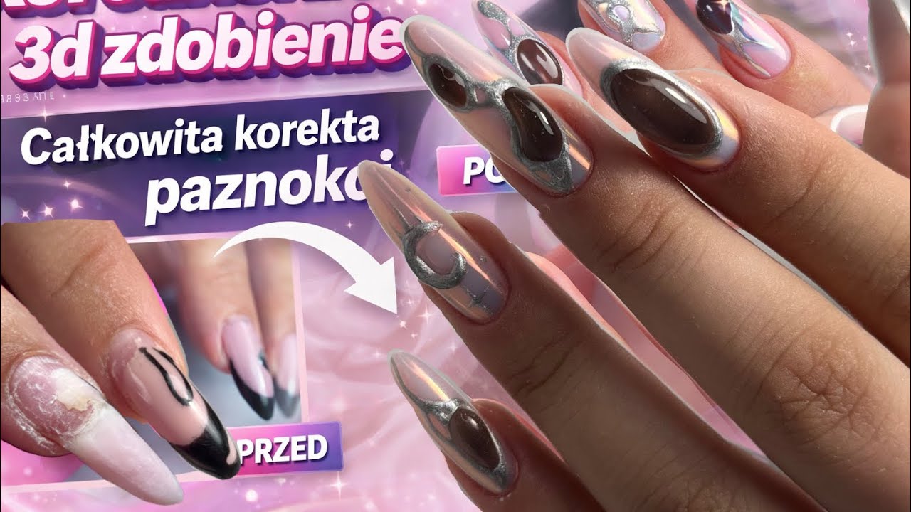 Koreańskie 3d zdobienie. Całkowita korekta paznokci