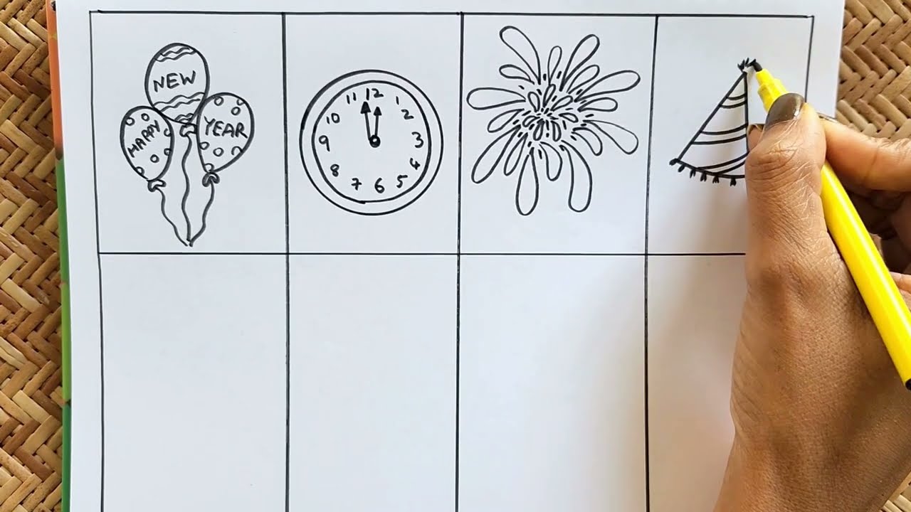 New year doodle for beginners / Happy New Year party drawing ideas / How to draw Balloons easy
