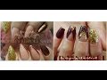 Acrylic nails nude gold  burgundy collab with sophies bespoke nails