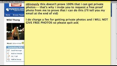 WORKING FEB 11th MYSPACE PRIVATE VIEW EXPLOIT HACK - How to view private Myspace profiles pictures